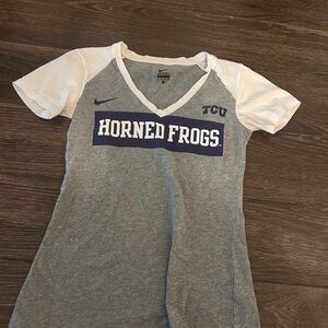 Nike Women's Gray and White Horned Frogs T-Shirt